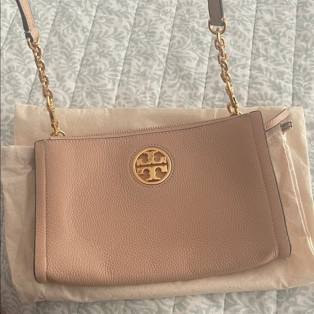 Tory Burch Beige Leather Crossbody Bag